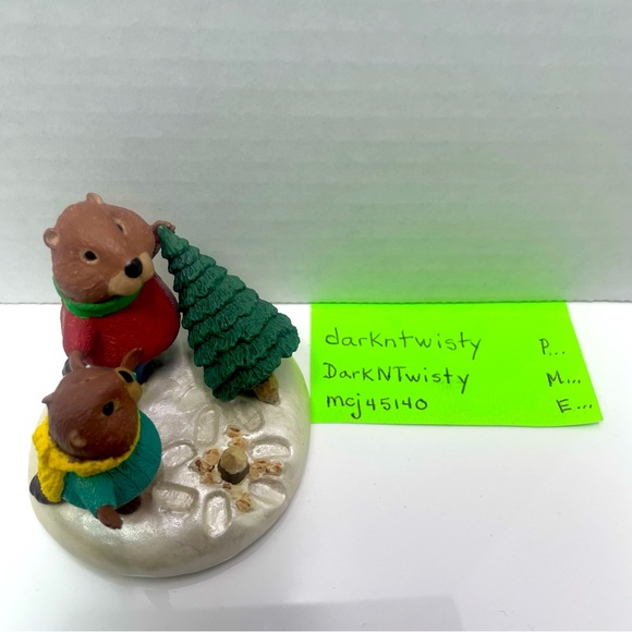 Vintage 1990 Hallmark Tender Touches Chopping Down the Xmas Tree Figurine - Picture 8 of 10